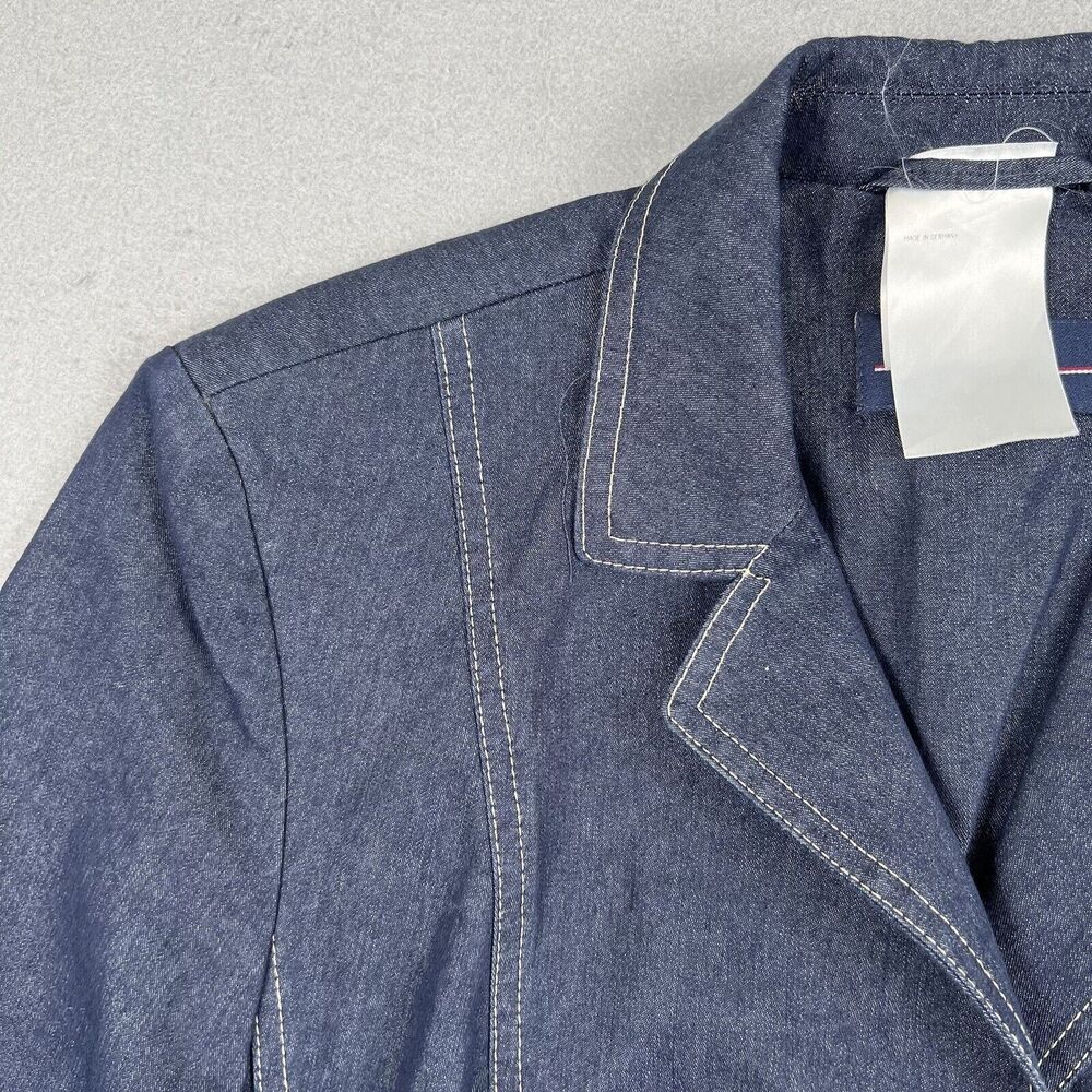 Basler Jeans Jacket Women’s 36 Blue Denim Button Front Long Sleeve Collared Coat - Picture 3 of 16